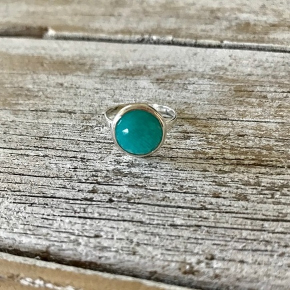 Boho Freeform Faceted Amazonite Stackable Ring - Picture 2 of 5